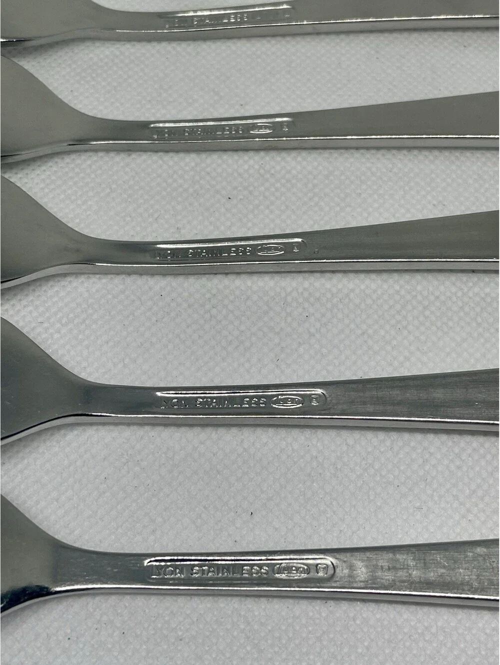(5) Lyon New Charm Stainless Salad Fork Lot ~ 7”